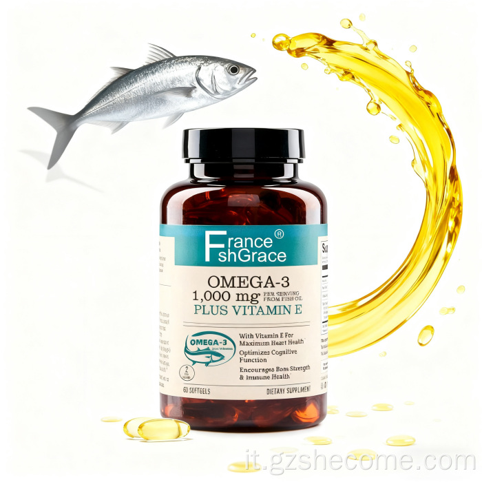 Shecome Omega 3 Softgel di olio di pesce Supporto cerebrale